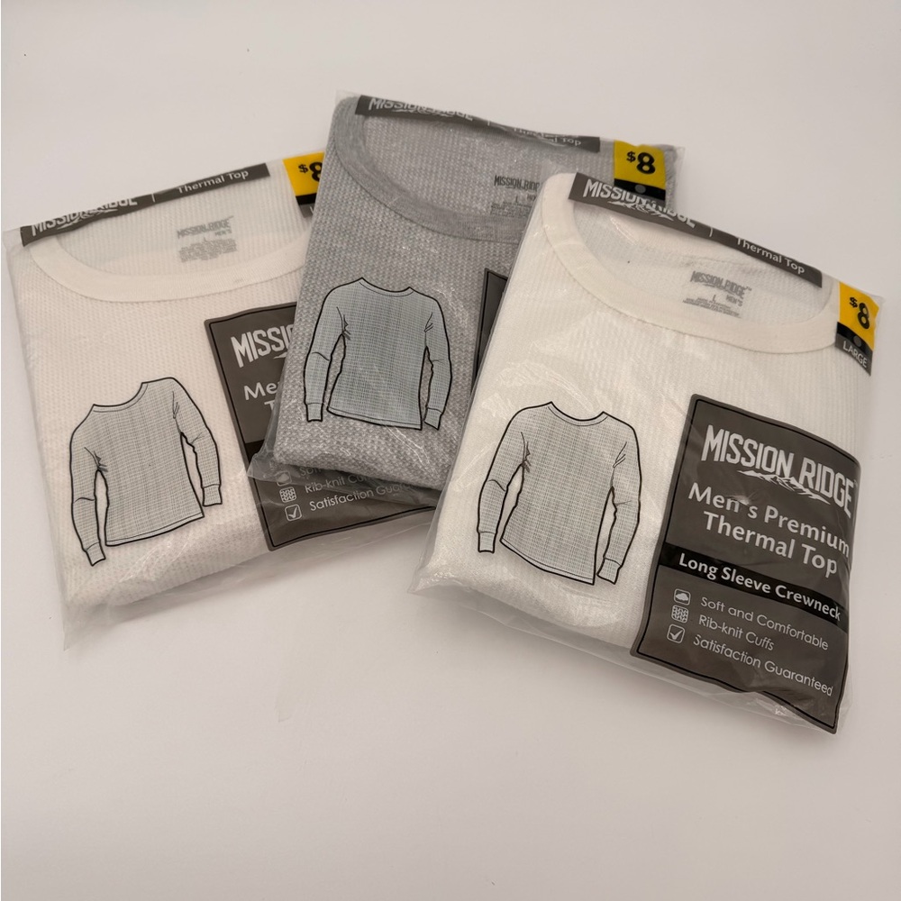 Gray Men's Mission Ridge Thermal Top 3 Packs L- Grey